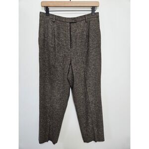 Pendleton Brown Tweed Wool Silk Trousers Pants Womens 10 Petite Lambswool Lined